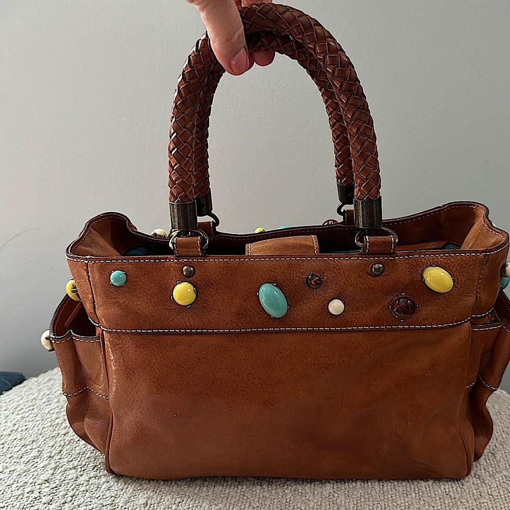 Vintage JCrew Leather Beaded Handbag